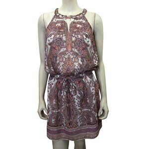 White House Black Market Womens Paisley Beaded Halter‎ Dress S
